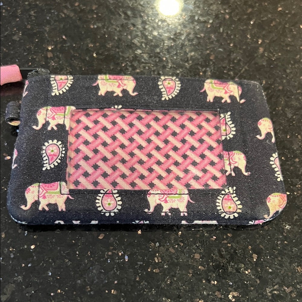 Vera Bradley Black and Pink Elephant ID Case